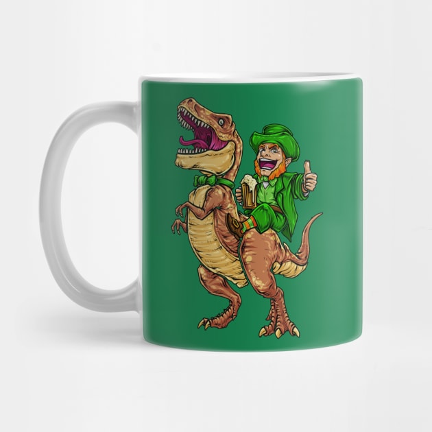 Leprechaun Riding Dinasour T Rex St Patrick Day Men by webster